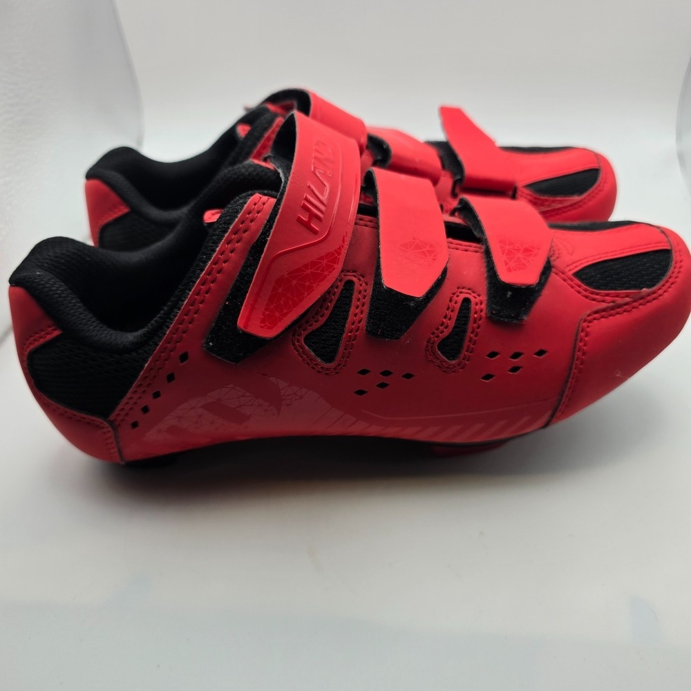 Red Cycling Shoes Size 43 Peloton Compatible Road Bike Clip Shoes Size 6.5